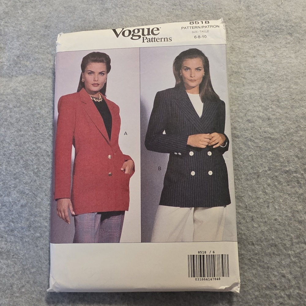 Vogue 8518 Womens Jacket Sewing Pattern Sz 6 8 10 Vintage Original